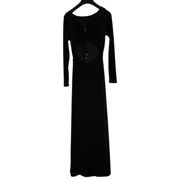 Significant Other Bambi Long Sleeve Cut Out Back Ruched Black Maxi Dress Size 4 - Picture 15 of 15